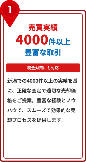 売買実績4000件以上豊富な取引