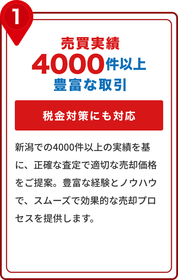 売買実績4000件以上豊富な取引
